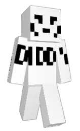 white and black Minecraft skin — Classic model — first worn by Sabuskas