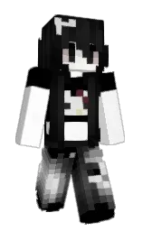 black and white Minecraft skin — Slim model