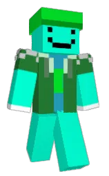 bright turquoise and forest green Minecraft skin — Classic model