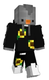 black and cod gray Minecraft skin — Classic model — first worn by PigeonJesus7000