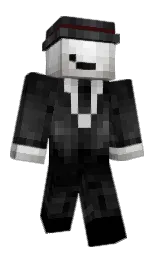 black and cod gray Minecraft skin — Classic model — first worn by Samarian