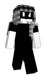 black and white Minecraft skin — Slim model