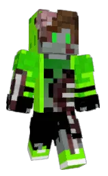 black and chartreuse Minecraft skin — Classic model — first worn by RaiGamess