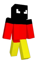 red and black Minecraft skin — Classic model — first worn by volkodaf_63