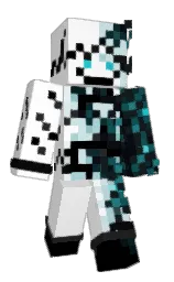 white and black Minecraft skin — Classic model — first worn by CommandySammy