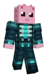 Axoloko's Minecraft skin wearing the Twisted cape