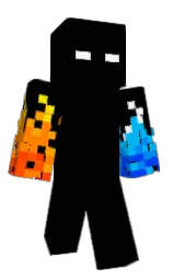 black and flush orange Minecraft skin — Classic model