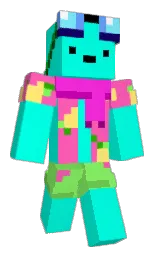 cyan / aqua and hot pink Minecraft skin — Classic model
