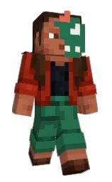 dark burgundy and green pea Minecraft skin — Slim model — first worn by Pandadcx
