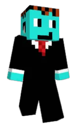 black and bright turquoise Minecraft skin — Classic model — first worn by Chockos