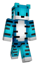 bright turquoise and black Minecraft skin — Classic model — first worn by SirahMirroir