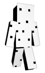 white and black Minecraft skin — Classic model — first worn by TheBigHud16