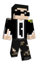 black and cod gray Minecraft skin — Classic model — first worn by FreddyBearGamer