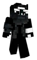 black and white Minecraft skin — Classic model — first worn by TheAlignedStars