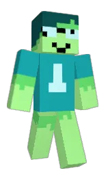 mint green and eastern blue Minecraft skin — Classic model — first worn by PouConAnemia