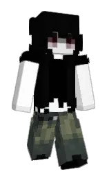 white and black Minecraft skin — Slim model — first worn by Polkaah
