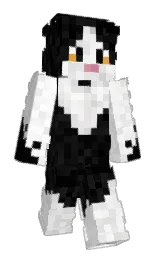 black and white Minecraft skin — Slim model — first worn by Kattikina