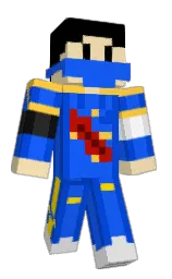 blue ribbon and black Minecraft skin — Classic model