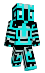 black and bright turquoise Minecraft skin — Classic model