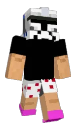 black and white Minecraft skin — Classic model — first worn by 2_CORE