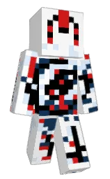 white and black Minecraft skin — Slim model — first worn by BananaBeater23
