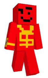 red and amber Minecraft skin — Classic model — first worn by ElekidCircus