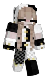 black and white Minecraft skin — Slim model — first worn by FruityRose