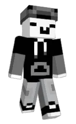 black and white Minecraft skin — Slim model