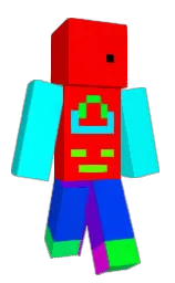 red and cyan / aqua Minecraft skin — Slim model