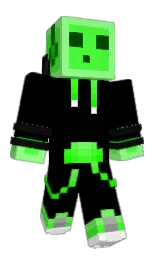 black and mint green Minecraft skin — Classic model — first worn by random_is_cool
