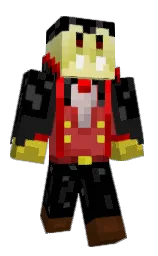 black and medium carmine Minecraft skin — Classic model — first worn by P1ssicle