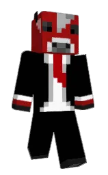 black and tamarillo Minecraft skin — Classic model — first worn by R8K0