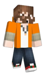 flush orange and white Minecraft skin — Classic model