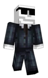 black and white Minecraft skin — Classic model — first worn by Dewier___