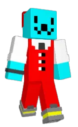 red and cyan / aqua Minecraft skin — Classic model