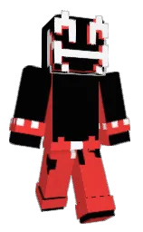 black and pomegranate Minecraft skin — Classic model — first worn by x_k3zz