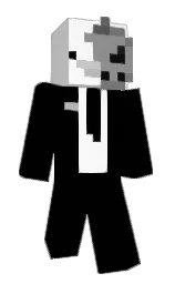 black and white Minecraft skin — Slim model — first worn by sillyente