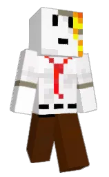 white and hint of red Minecraft skin — Classic model — first worn by boiledeggs420