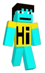 cyan / aqua and broom Minecraft skin — Classic model — first worn by plf8