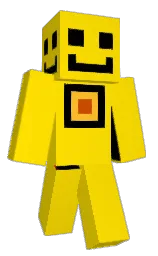 scarlet and school bus yellow Minecraft skin — Classic model — first worn by grosser1974