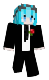 black and bright turquoise Minecraft skin — Slim model — first worn by lololoololol