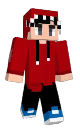bright red and black Minecraft skin — Classic model