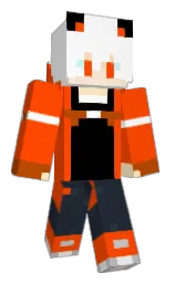 vermilion and white Minecraft skin — Classic model