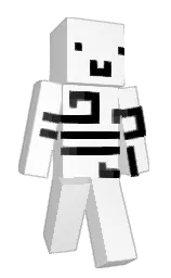 white and black Minecraft skin — Slim model — first worn by KekTuSx