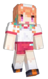 vivid tangerine and white Minecraft skin — Classic model — first worn by komodesuu