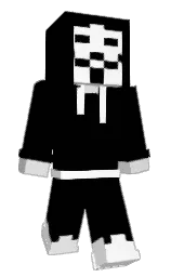 black and white Minecraft skin — Slim model — first worn by Rastiqk