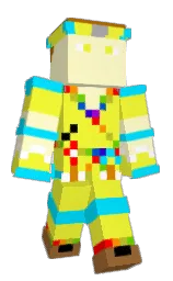 golden fizz and cyan / aqua Minecraft skin — Classic model — first worn by ButterNinjaTNT