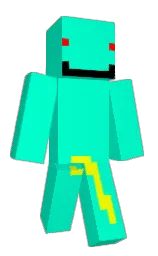 bright turquoise and black Minecraft skin — Classic model