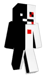 black and white Minecraft skin — Slim model — first worn by Tech_GG