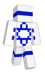 white and dark blue Minecraft skin — Classic model — first worn by GiganticNvts